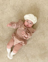 Baby Wrinkled Cotton Ruffle Collar Lapel Top Pants Set