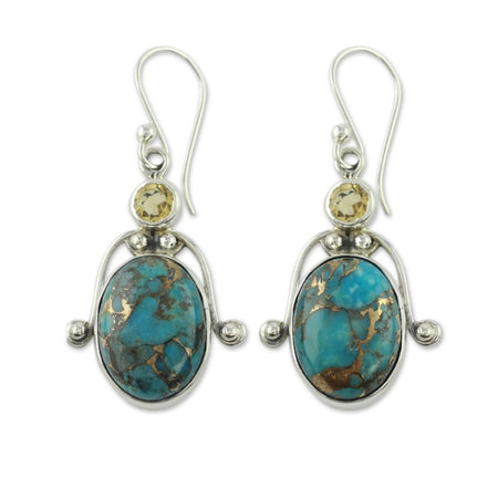 Turquoise Rhinestone Earrings European And American