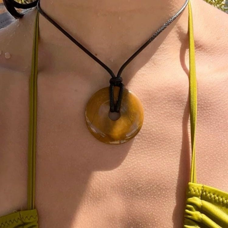 Personalized Cord Pendant Necklace Minimalist Adjustable