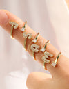 Cute 26 English Letters Open Adjustable Personality Ring