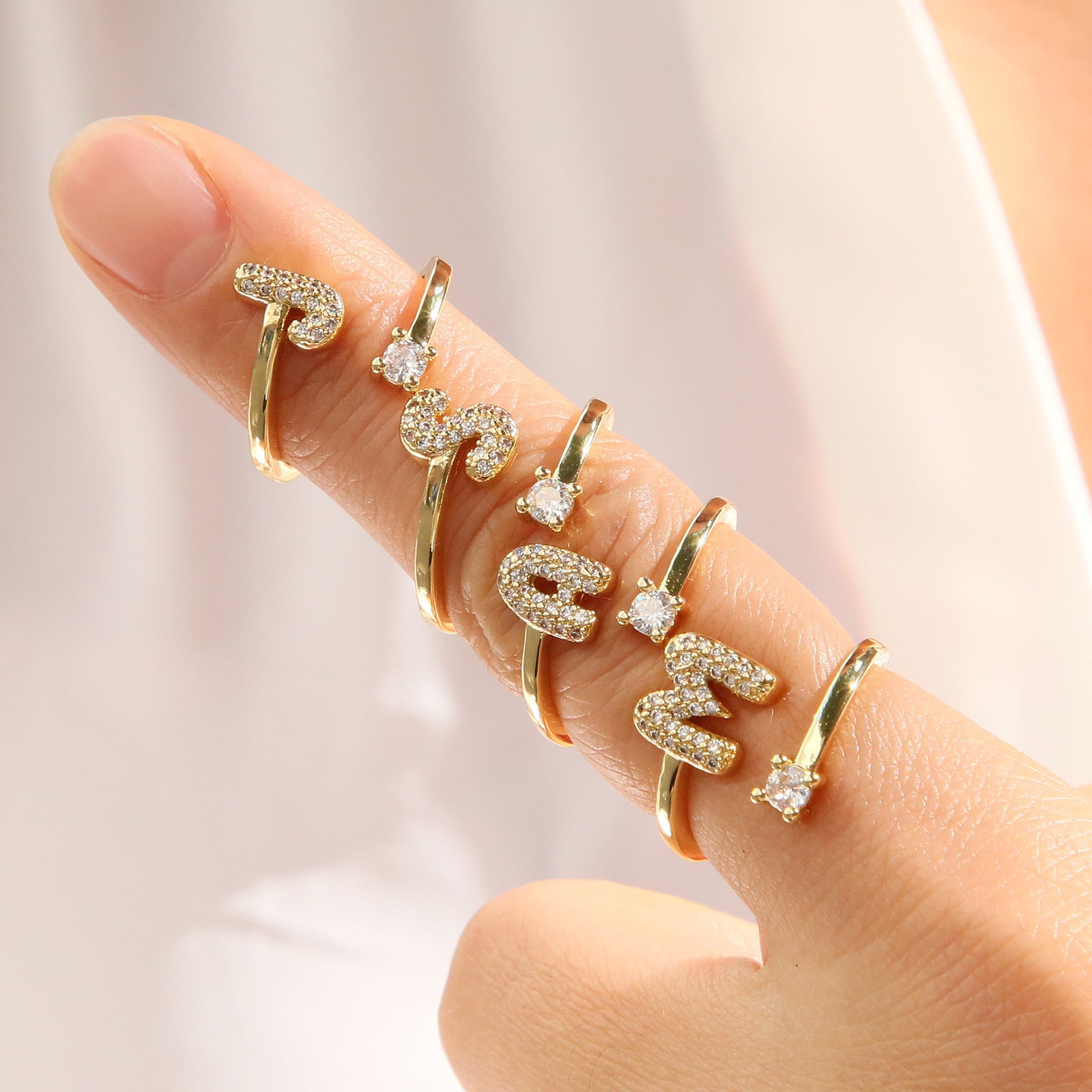 Cute 26 English Letters Open Adjustable Personality Ring