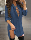 Color Cross Tie Cuff Simple Long Sleeve Blouse Women Shirt