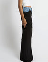 Fashion Black Panel Denim Skirt