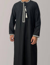 Solid Color Round Neck Embroidered Thick Tassel Oman Gowns Saudi Arabia Men