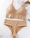 Women's Thin French Style No Steel Ring Panties And Bra Set