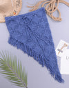 European And American Women's See Through Hollow Knitted Skirt With Slanted Fringe Beach