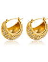 Titanium Steel Gold Plated Gold Oval Diamond Earrings