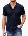 Casual Collar Short Sleeve  Polo Shirt With Button Men's Cotton Blend Shirt
