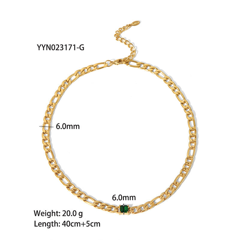European And American 18K Gold-plated Inlaid Zircon Light Luxury Non-fading Stainless Steel Bracelet Necklace