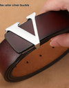Factory Direct Sales Retro Smooth Genuine Leather Pure Cowhide Letter V Pants Belt