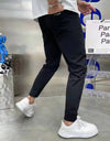 Men's Ice Silk Stitching Six-pocket Embroidery High Elastic Casual Pants