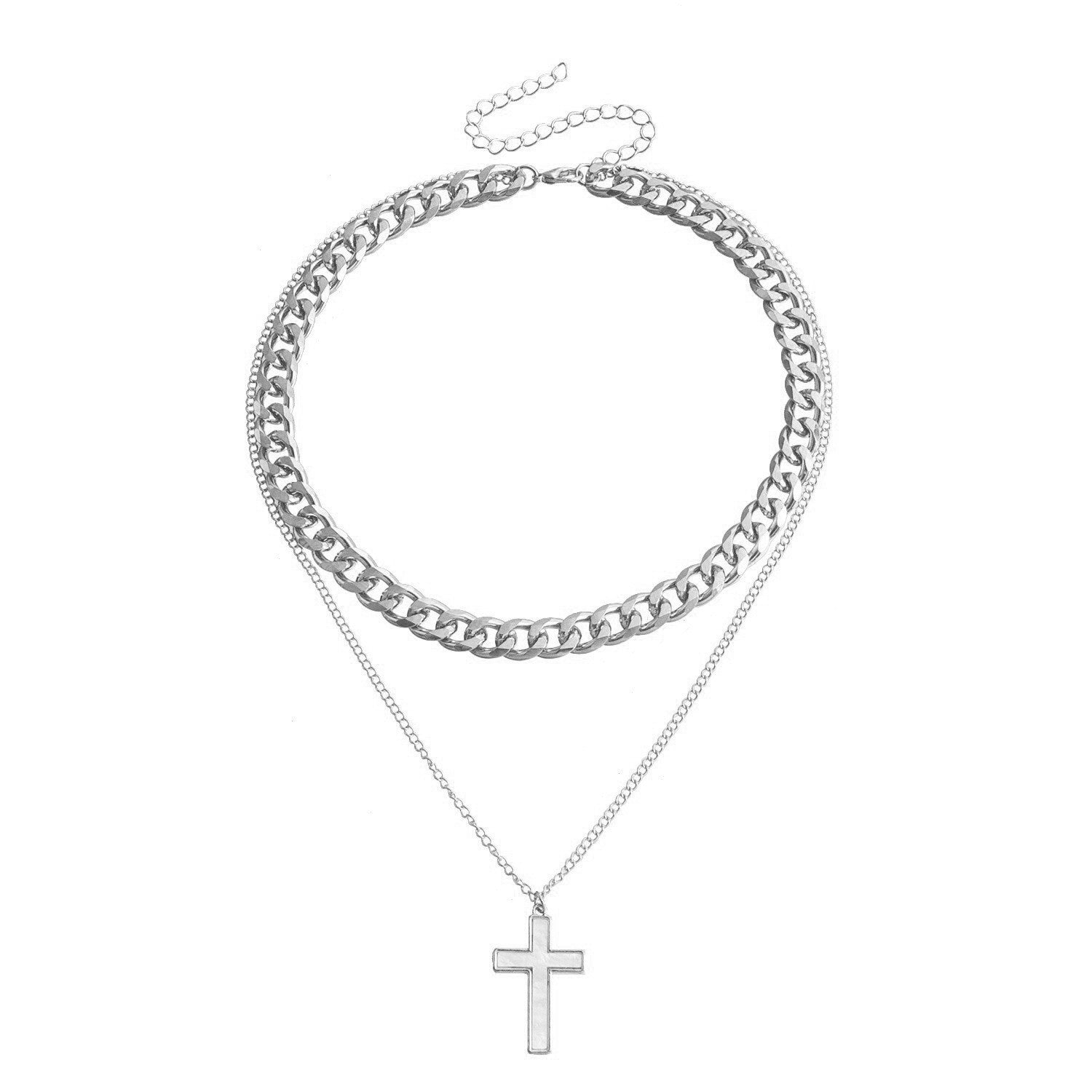 Double Layer White Shell Necklace Fashion Personality Metal