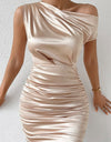 Oblique Shoulder Short Party Dress Women