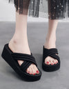 Women's Fashion Cross Thick Wedge-heel Slippers