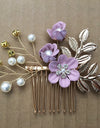 Blue White Purple Color Flower Hair Comb