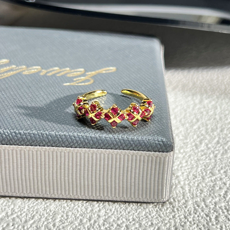 French Rose Zircon Light Luxury High-grade Ring