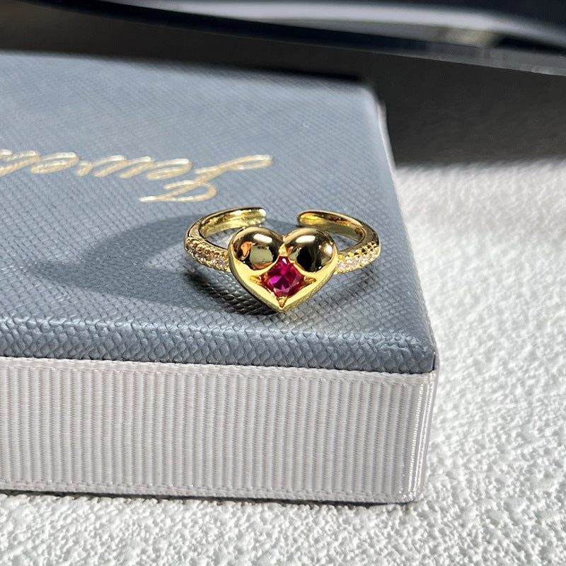 French Rose Zircon Light Luxury High-grade Ring