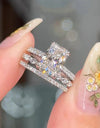 S925 Sterling Silver Super Shiny Ice Flower Cut Zircon Ring Suit