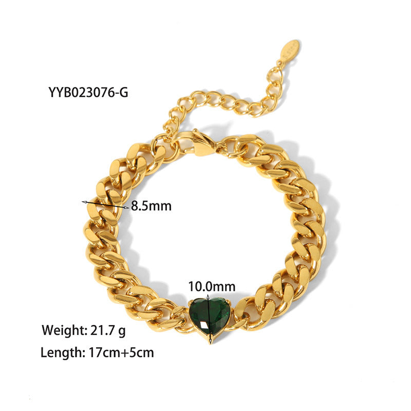 European And American 18K Gold-plated Inlaid Zircon Light Luxury Non-fading Stainless Steel Bracelet Necklace