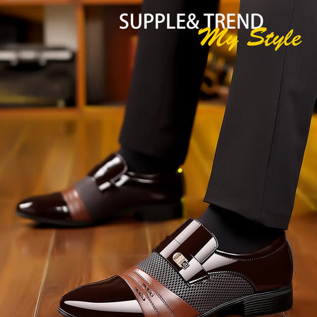 Wine Red Fashion Patchwork Leather Shoes For Men
