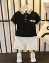 Summer Letter Lapel Short Sleeve Two-piece Suit