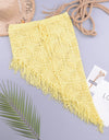 European And American Women's See Through Hollow Knitted Skirt With Slanted Fringe Beach