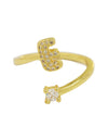 Cute 26 English Letters Open Adjustable Personality Ring