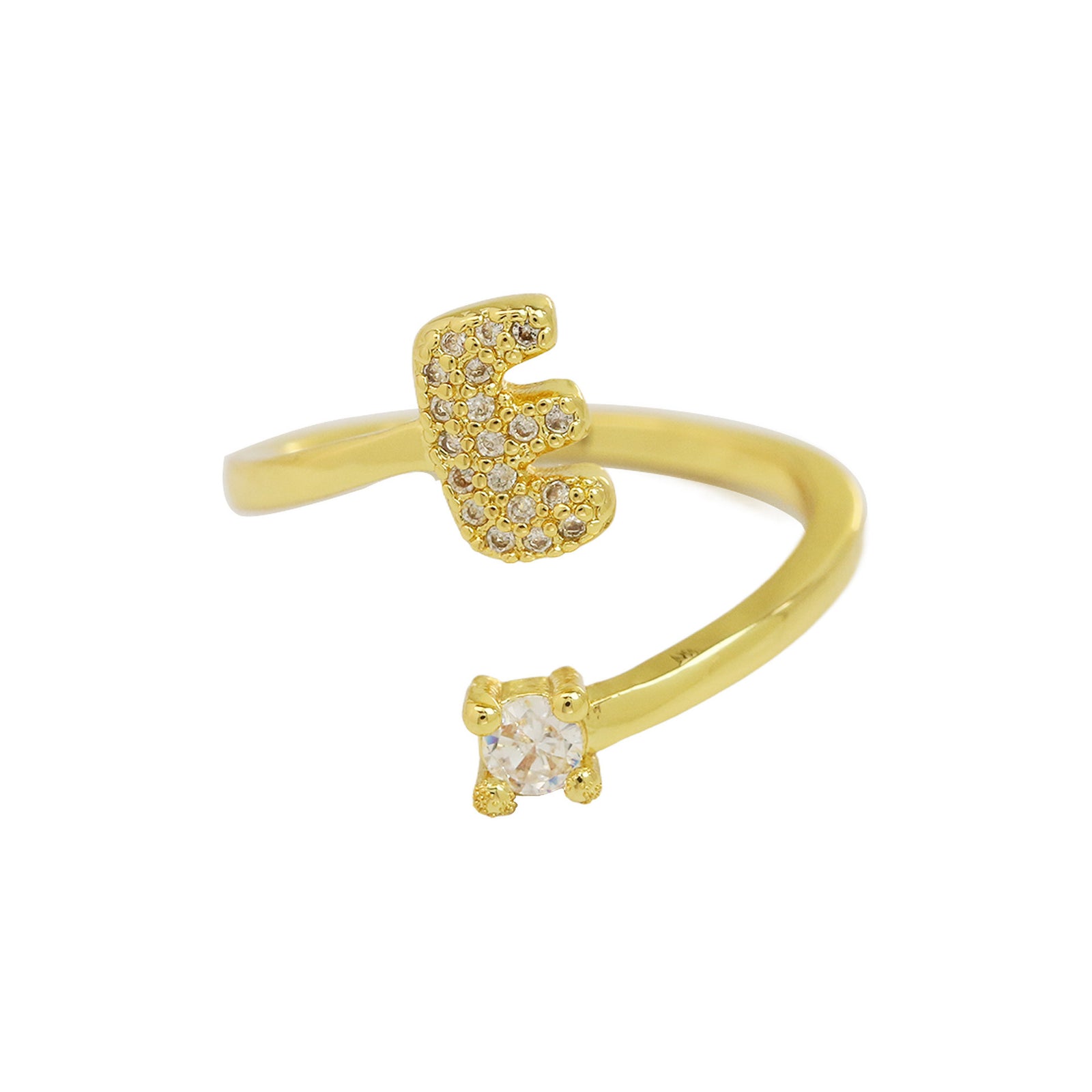 Cute 26 English Letters Open Adjustable Personality Ring