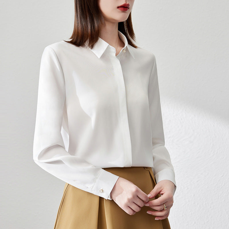 Graceful Satin Top OL Business Clothing Shirt For Women