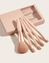 5 PCs Makeup Brushes With Mirror Travel Set