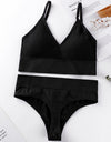 Women's Thin French Style No Steel Ring Panties And Bra Set