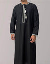 Solid Color Round Neck Embroidered Thick Tassel Oman Gowns Saudi Arabia Men