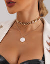 Double Layer White Shell Necklace Fashion Personality Metal