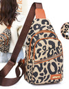 Leopard Print Sling Chest Bag With Headphone Jack Crossbody Backpack Shoulder Bag Women