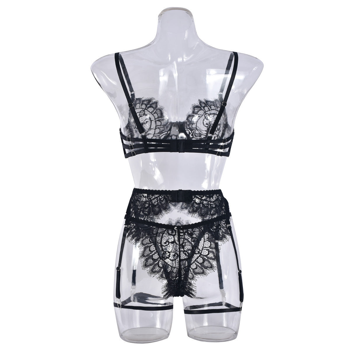 European And American Style Lace Three-point Sexy Sling Steel Ring 3-piece Sexy Lingerie