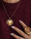 18K Gold Fire SUNFLOWER Love Pendant Necklace
