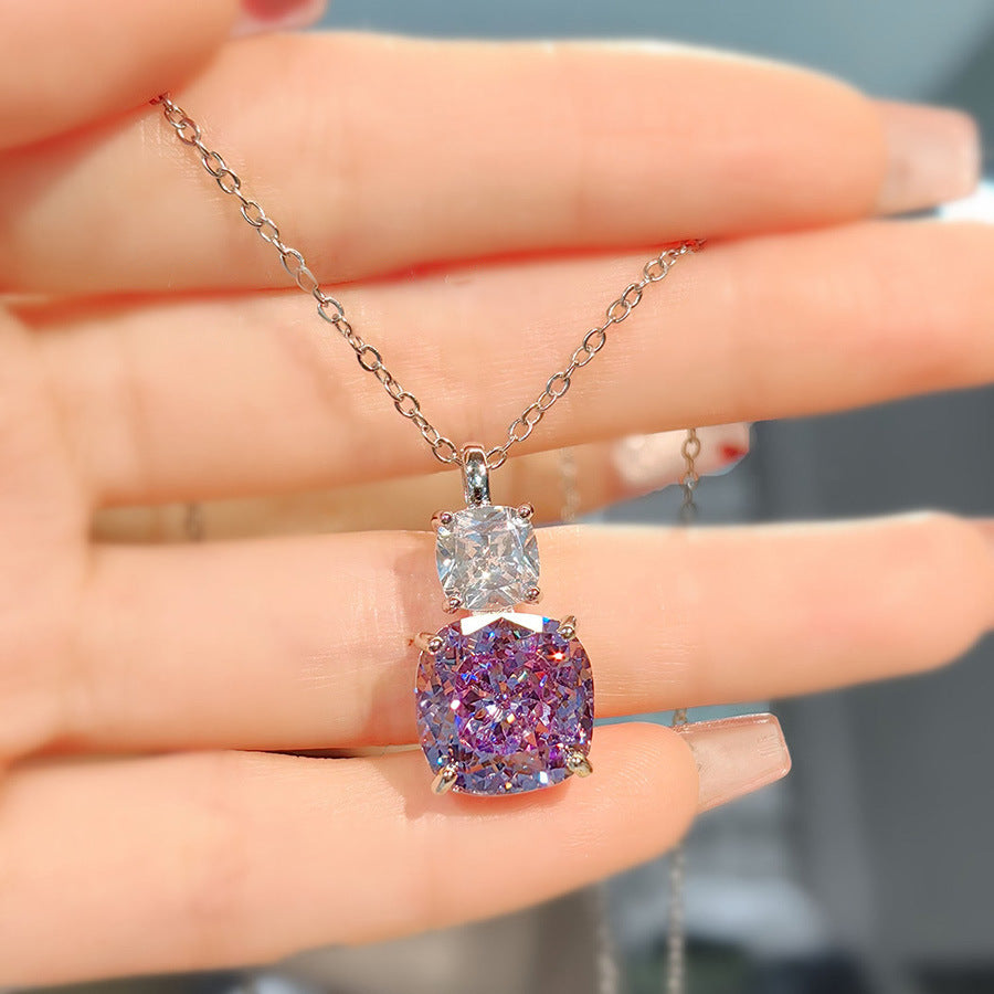 High Carbon Diamond Ice Flower Cut All-match Necklace