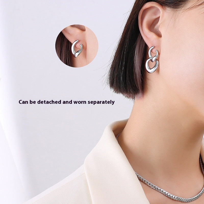 Detachable Titanium Steel Ear Studs Earrings Plated With 18 Real Gold