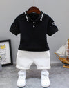 Summer Letter Lapel Short Sleeve Two-piece Suit