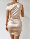 Oblique Shoulder Short Party Dress Women