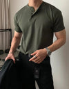 Retro Short Sleeve T-shirt Men's Summer Solid Color Fitness Sports Top