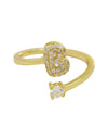 Cute 26 English Letters Open Adjustable Personality Ring