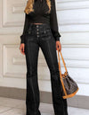 Stitching Washed Denim Stretch Slim Fit Bell-bottom Pants