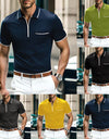 Summer New Men's Zipper Loose Casual Pocket Men's Sports Polo Shirt