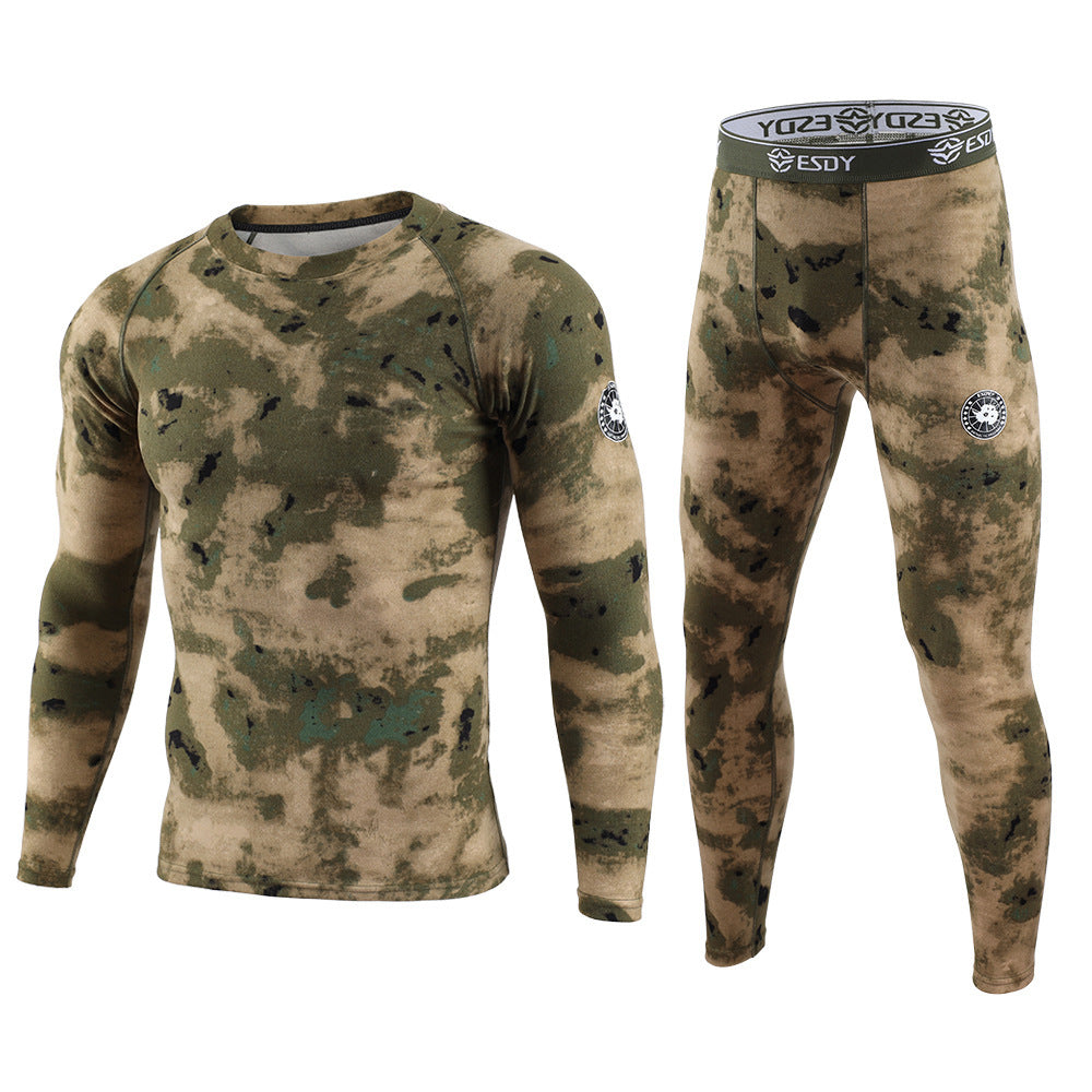 ESDY Men's Exercise Camouflage Dralon Thermal Underwear Suit