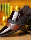 Wine Red Fashion Patchwork Leather Shoes For Men