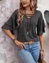 Women's V-neck Flounce Fashion T-shirt