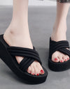 Women's Fashion Cross Thick Wedge-heel Slippers