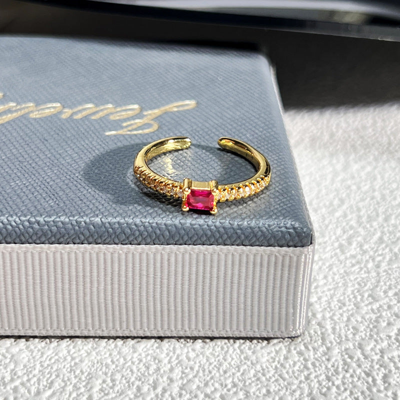 French Rose Zircon Light Luxury High-grade Ring