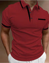 Men's Casual Square Collar Double Buckle Printed Short Sleeve